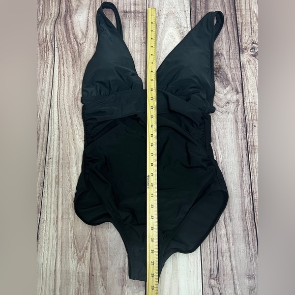 NEW J.Crew Factory Black Classic Chic V-Neck Ruched One-Piece Swimsuit Size L - Picture 12 of 16